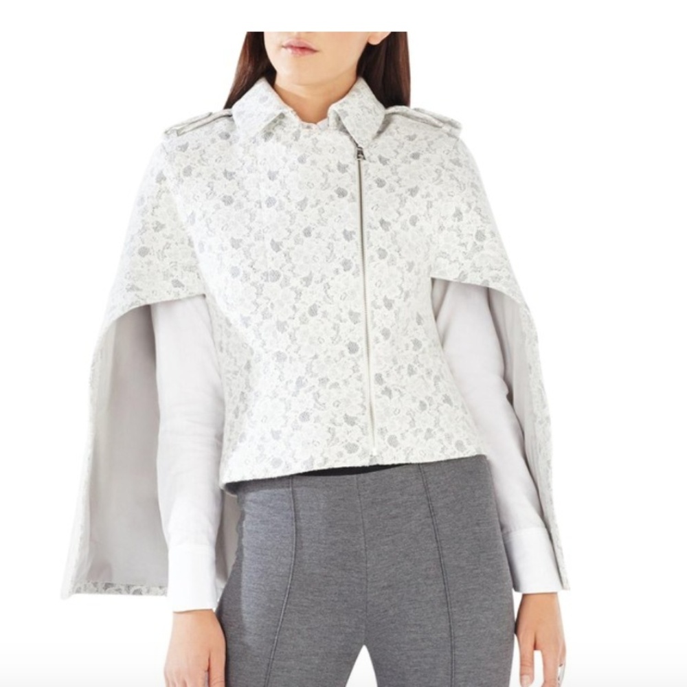 White Off Jameson Floral Lace Poncho/Cape